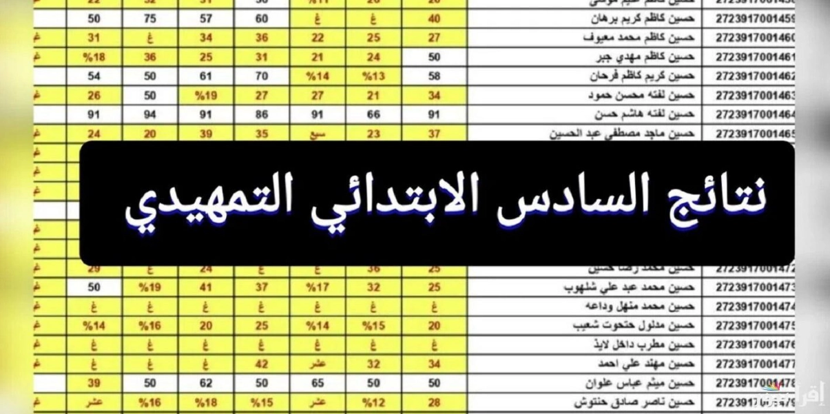من هنا.. رابط نتائج السادس الابتدائي التمهيدي النجف والبصرة والمثنى 2025 بالاسم والرقم